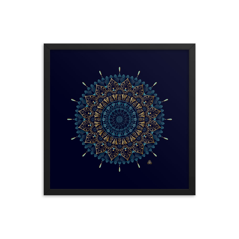 Framed Poster Kuklos No 4331 Mandala Aqua - Gold Free Shipping