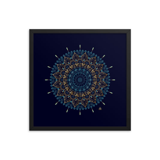 Framed Poster Kuklos No 4331 Mandala Aqua - Gold Free Shipping