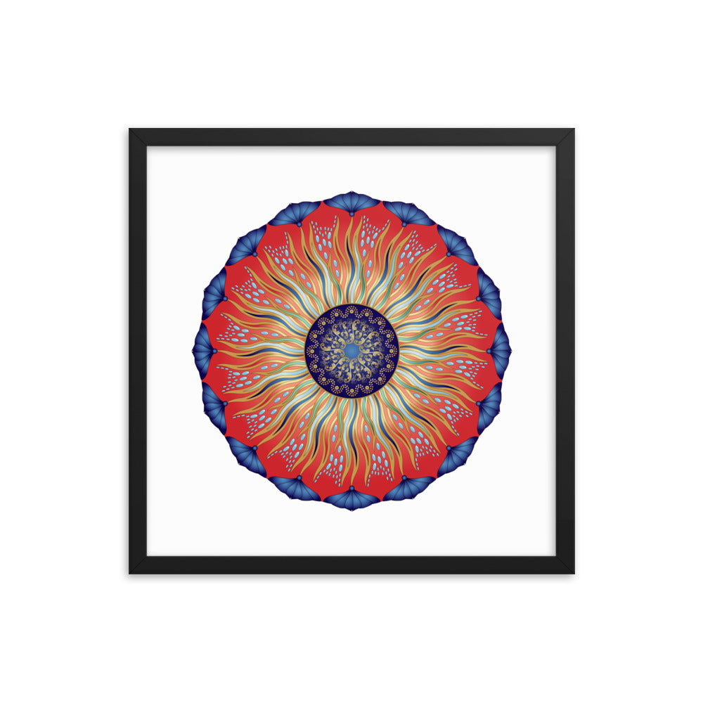 Framed Poster Circularium No 2627 Mandala Navy - Red - Gold Free Shipping