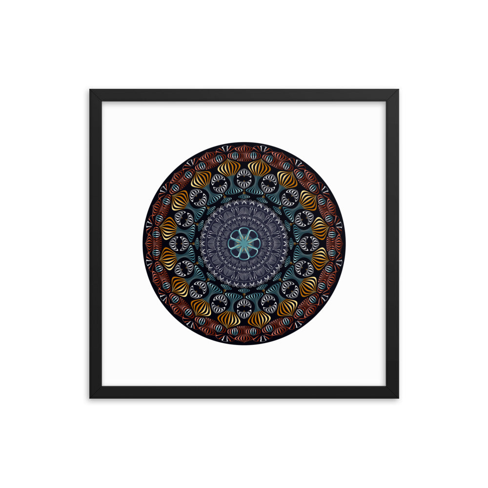 Framed Poster Kuklos No 4420 Mandala Silver - Gold - Multicolor Free Shipping