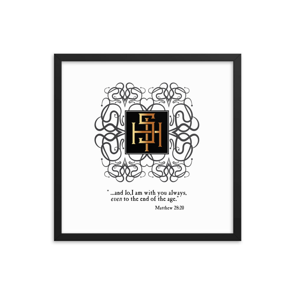 Framed poster IHS Christogram - Matthew 28:20 Free Shipping