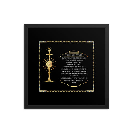 Framed poster The Lord's Prayer with a Golden Monstrance Free - Shipping