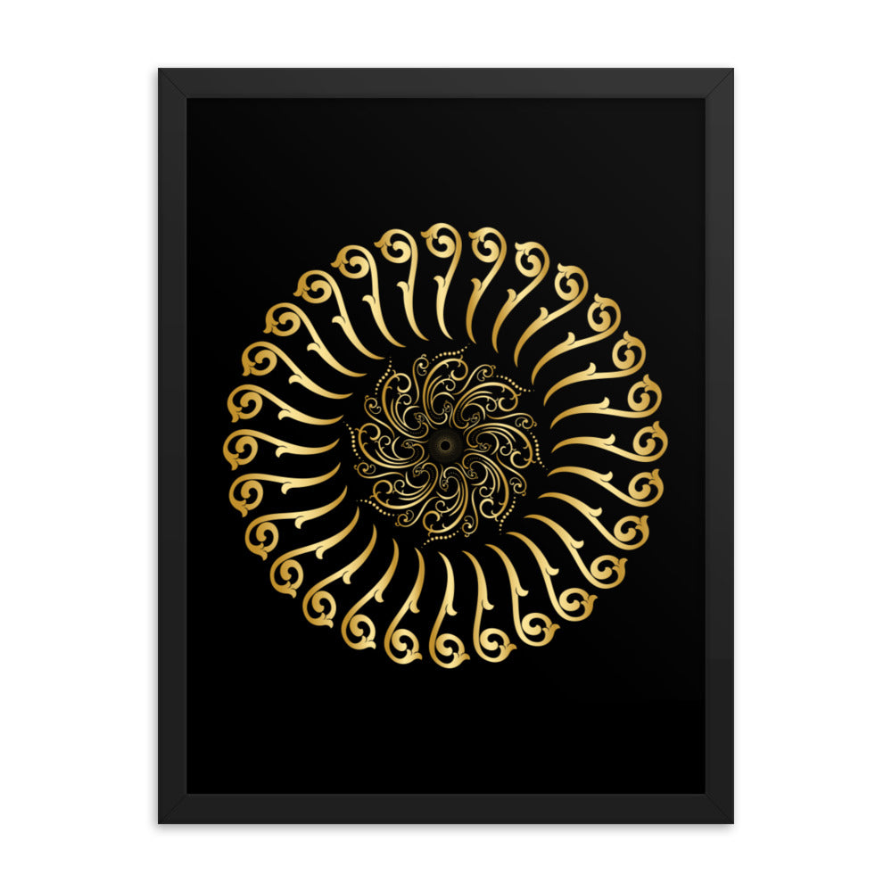 Framed poster Mandala Circularity No 501 Black bkgd Free Shipping