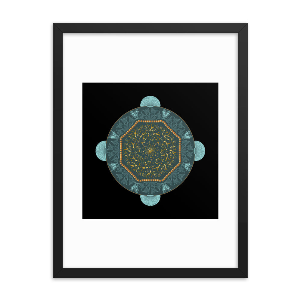 Framed poster Kuklos No 4484 Mandala Gold - Aqua Free Shipping