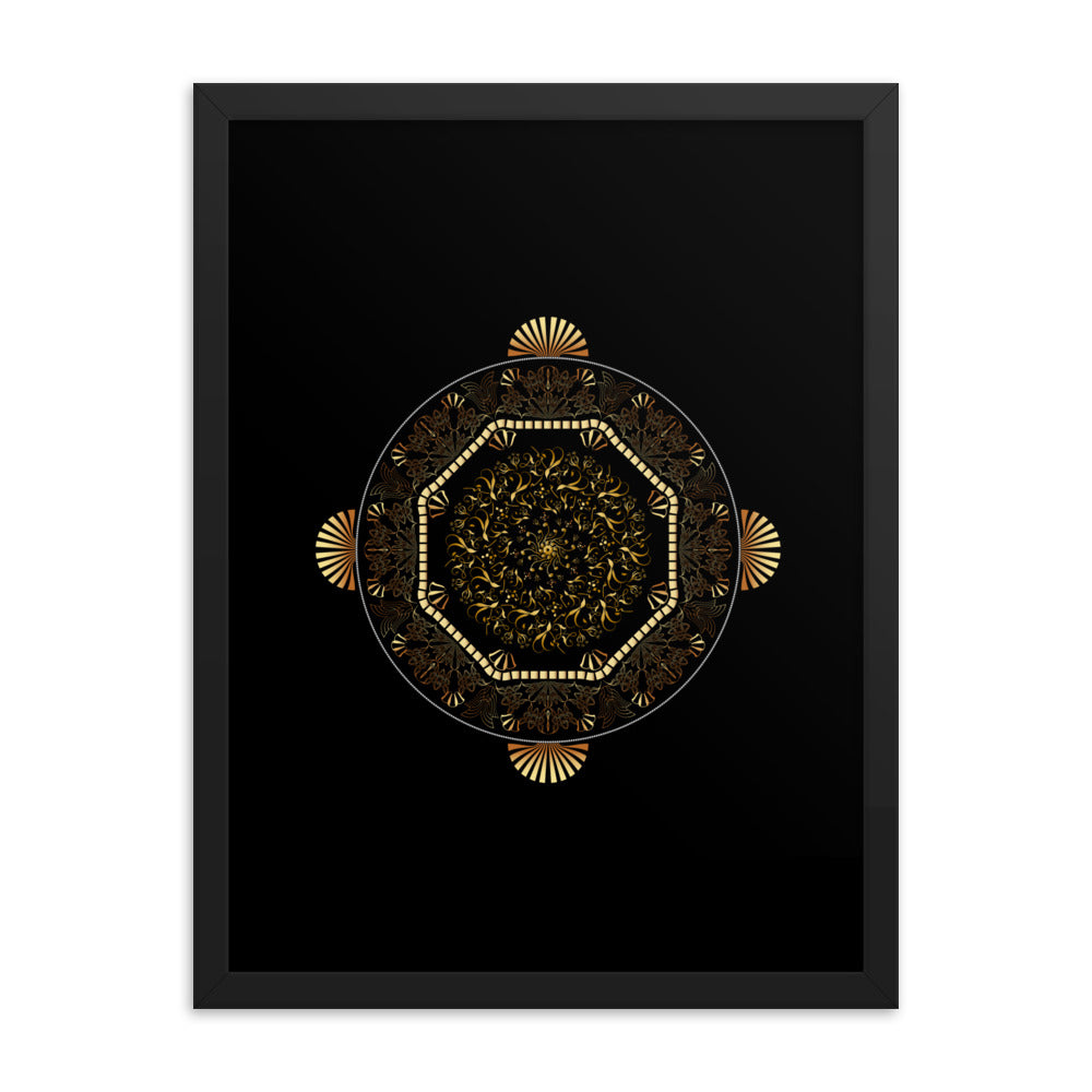 Framed poster Kuklos No 4483 Mandala Gold - Black Free Shipping