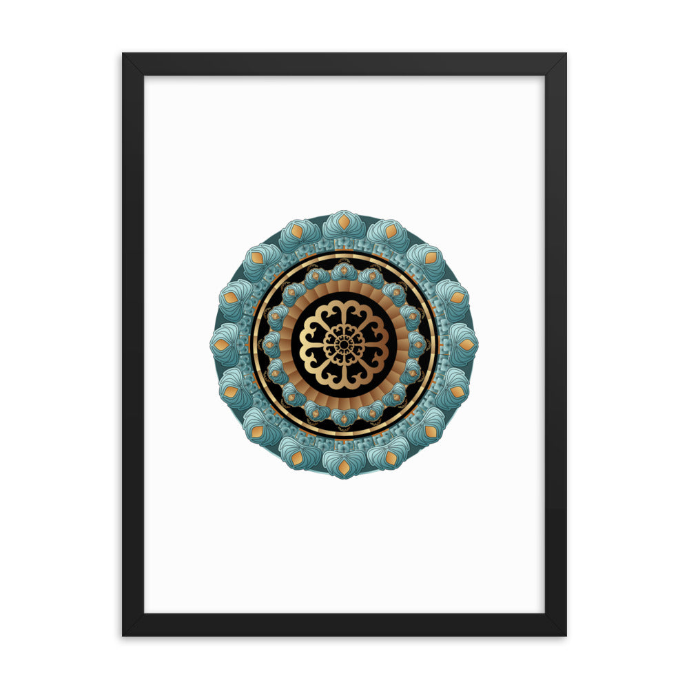 Framed poster Kuklos No 4440 Mandala Aqua - Gold Free Shipping