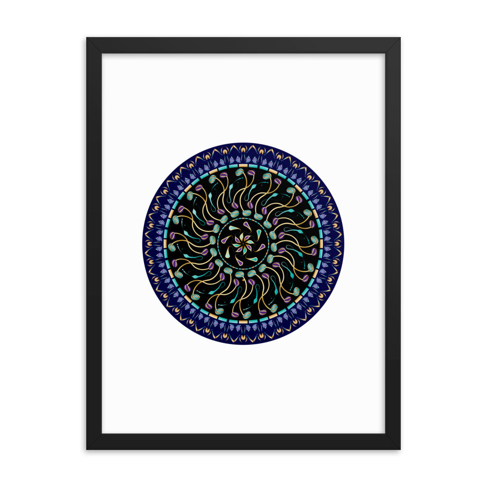 Framed poster Kuklos No 4488 Mandala Aqua - Gold Free Shipping