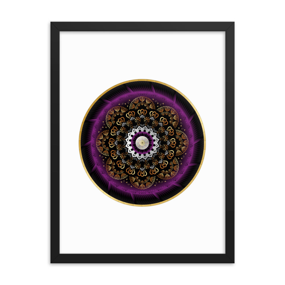 Framed poster Kuklos No 4497 Mandala Silver - Purple - Gold Free Shipping