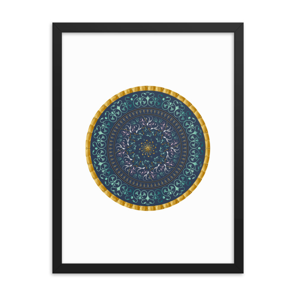 Framed poster Kuklos No 4495 Mandala Aqua - Gold Free Shipping