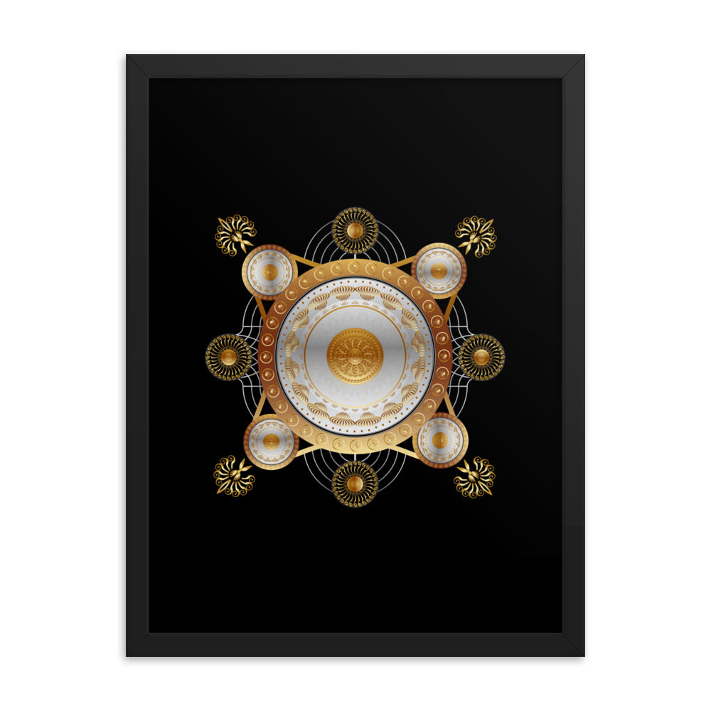 Framed Poster Kuklos No 4029 Mandala Silver - Gold Free Shipping