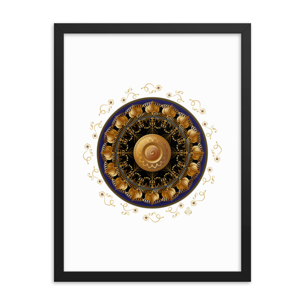 Framed Poster Kuklos No 4110 Mandala Gold - Black Free Shipping