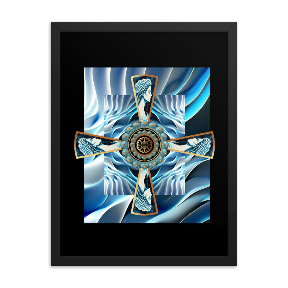 Framed Poster Kuklos No 4499 Mandala Aqua - Gold Free Shipping