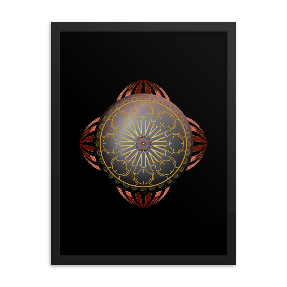 Framed Poster Circulosity No 2936 Mandala Copper - Gold Free Shipping