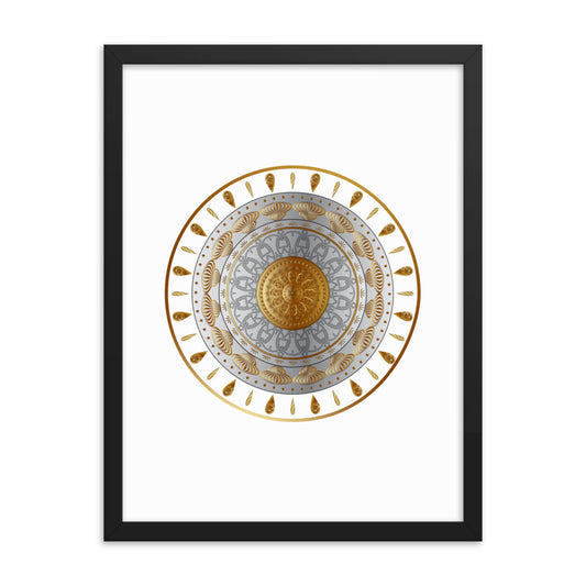 Framed Poster Circumplexical No 3531 Mandala Aqua - Gold Free Shipping