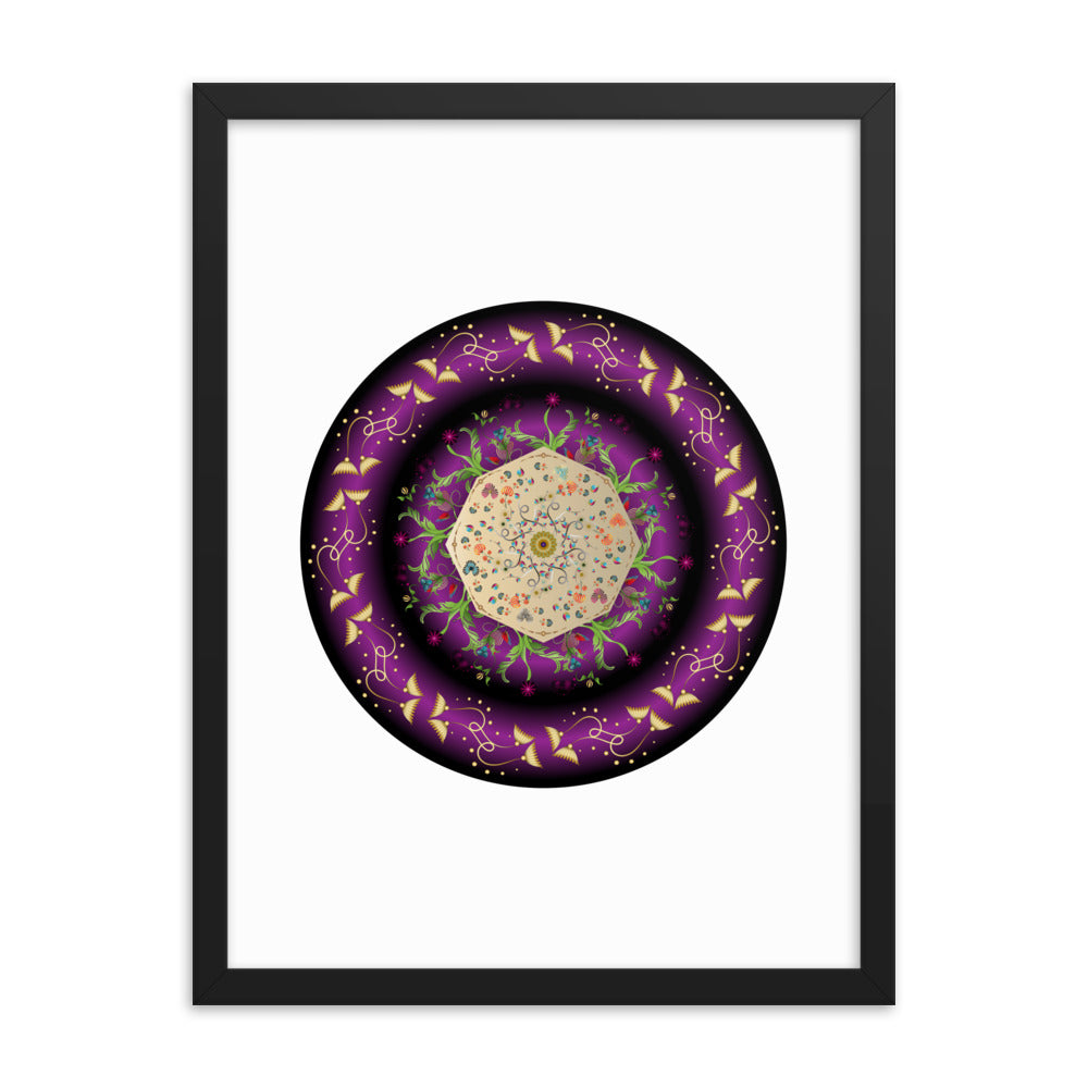 Framed Poster Circumplexical No 3676 Mandala Purple - Gold Free Shipping