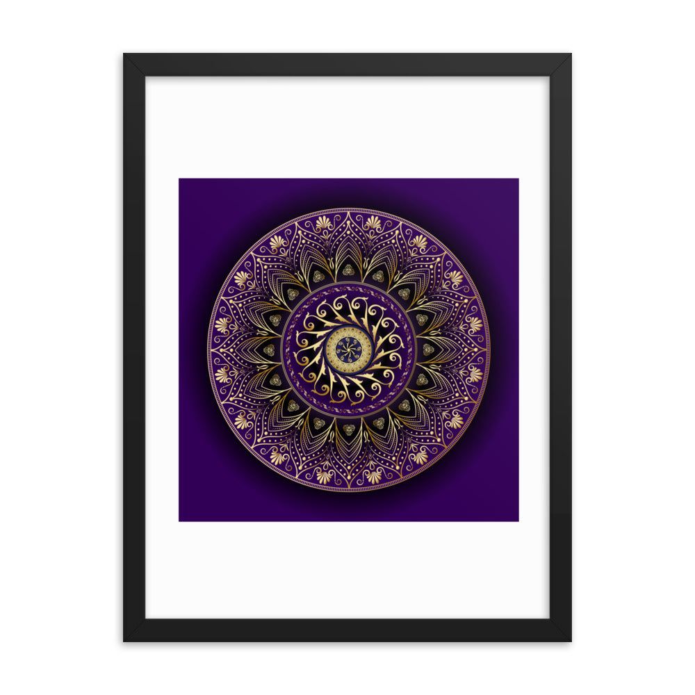 Framed Poster Circumplexical No 4006 Mandala Purple - Gold Free Shipping