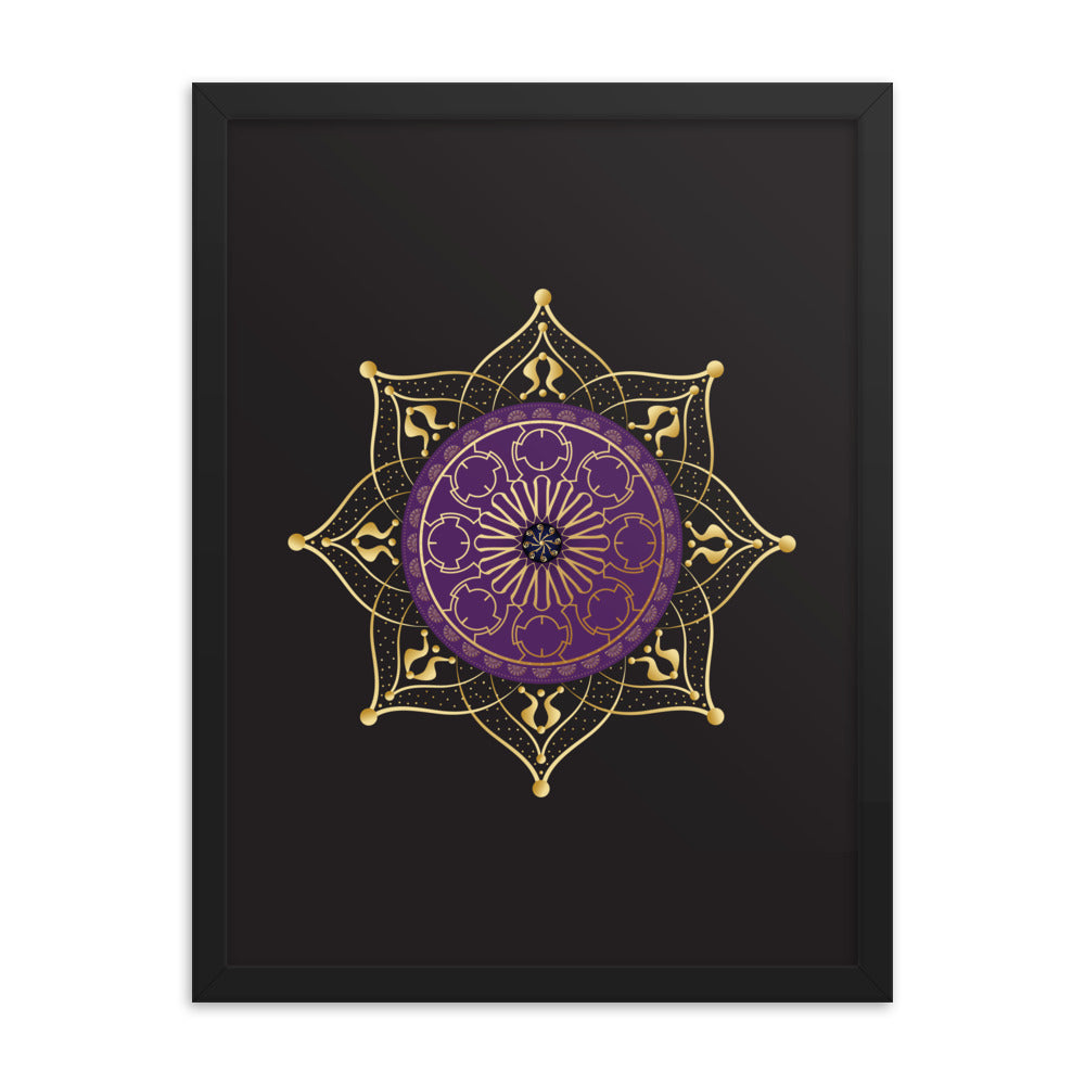 Framed Poster Circumplexical No 4017 Mandala Purple - Gold Free Shipping