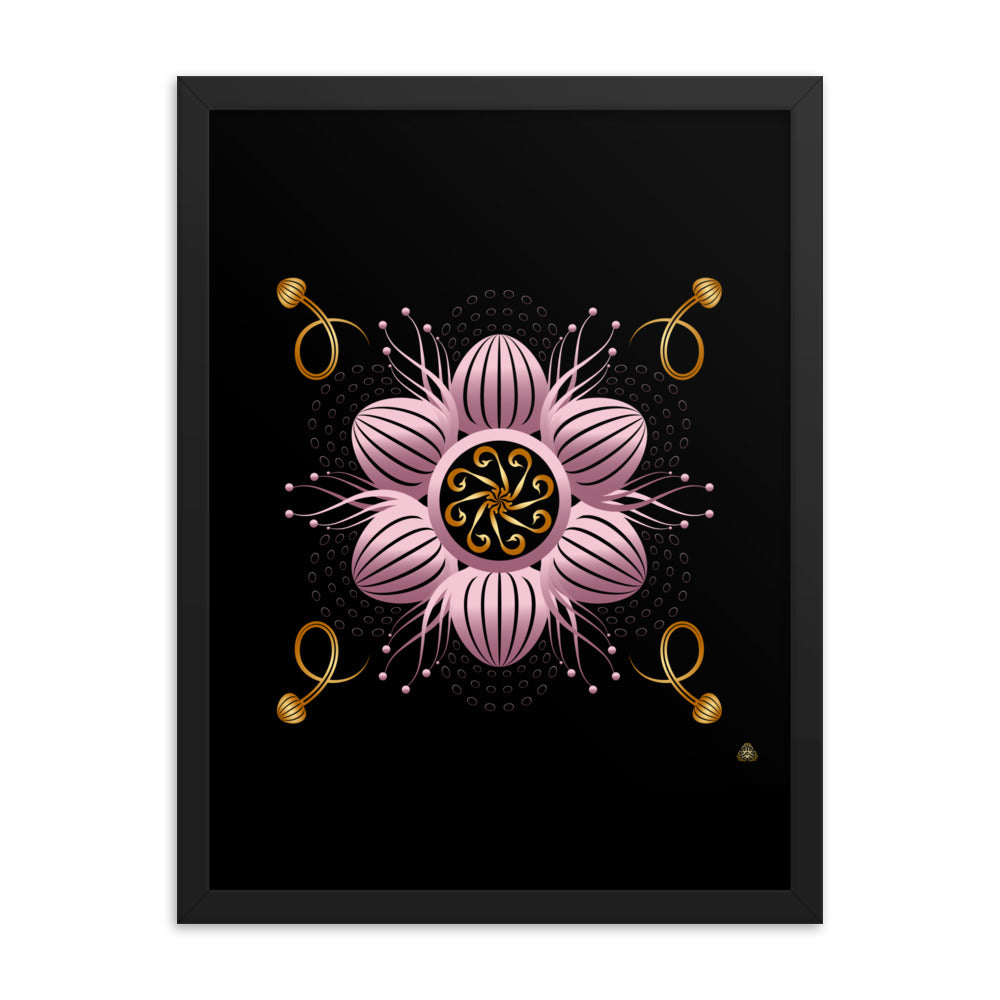 Framed Poster Kuklos No 4404 abstract Mandala Black - Gold - Pink Free Shipping