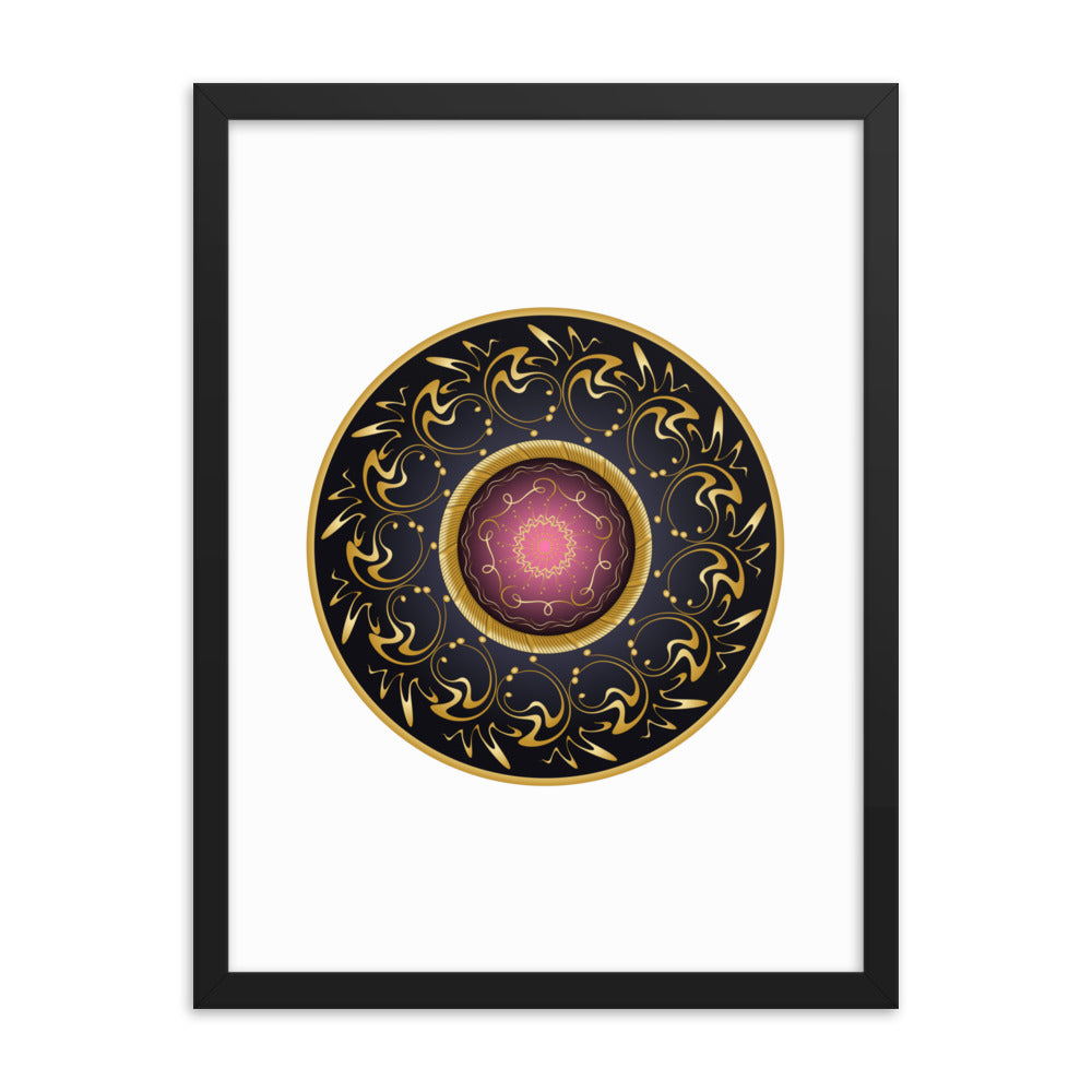 Framed Poster Complexical No 2155 Mandala Black - Red - Gold Free Shipping