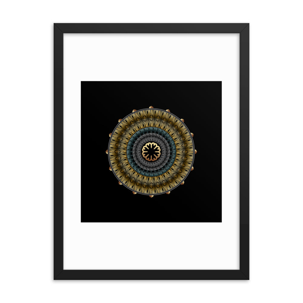 Framed Poster Kuklos No 4439 Mandala Black - Gold Free Shipping