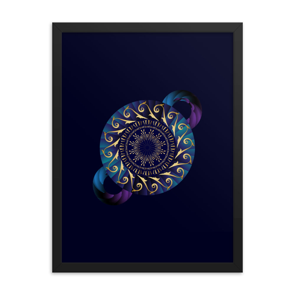 Framed Poster Kuklos No 4313 Mandala Gold - Teal - Purple Free Shipping