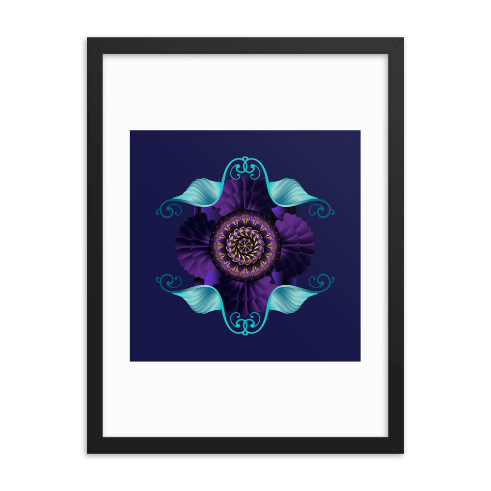 Framed Poster Kuklos No 4364 Mandala Aqua - Purple - Gold Free Shipping