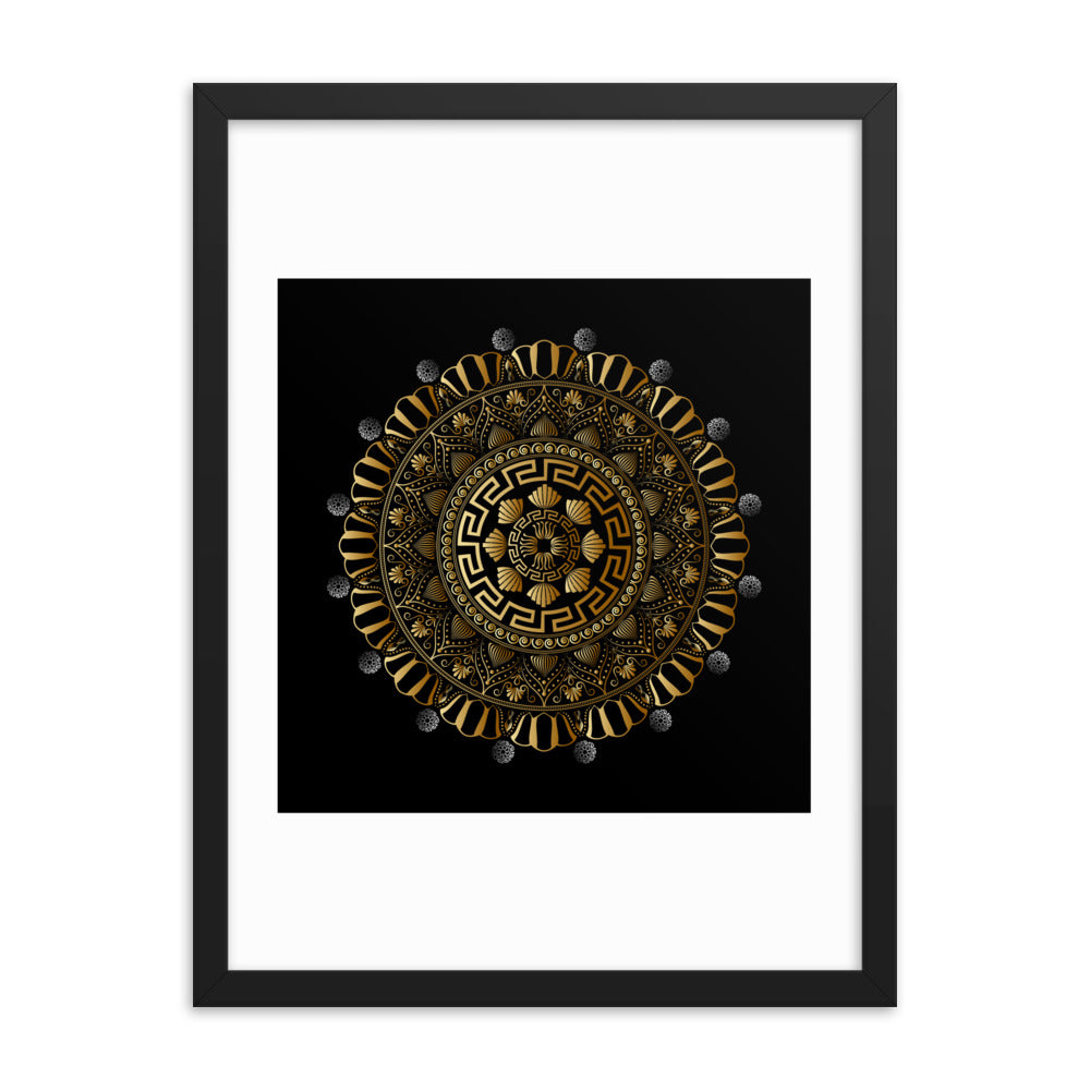 Framed Poster Kuklos No 4354 Mandala Black - Gold Free Shipping