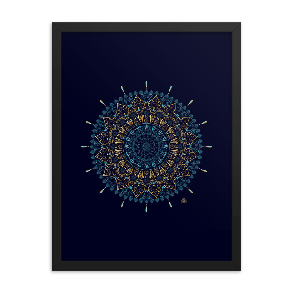 Framed Poster Kuklos No 4331 Mandala Aqua - Gold Free Shipping