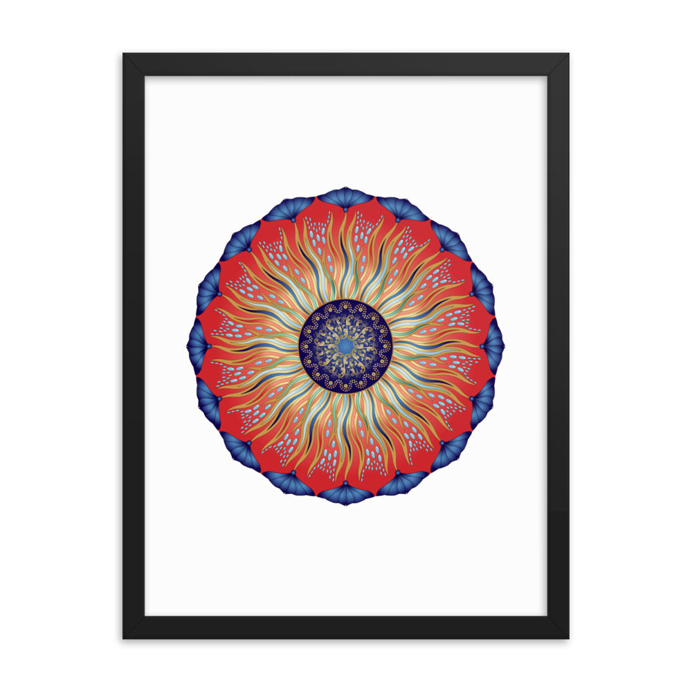 Framed Poster Circularium No 2627 Mandala Navy - Red - Gold Free Shipping