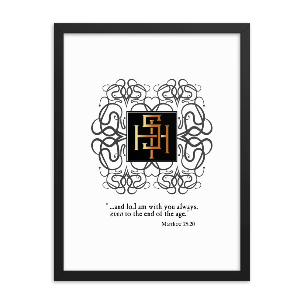 Framed poster IHS Christogram - Matthew 28:20 Free Shipping