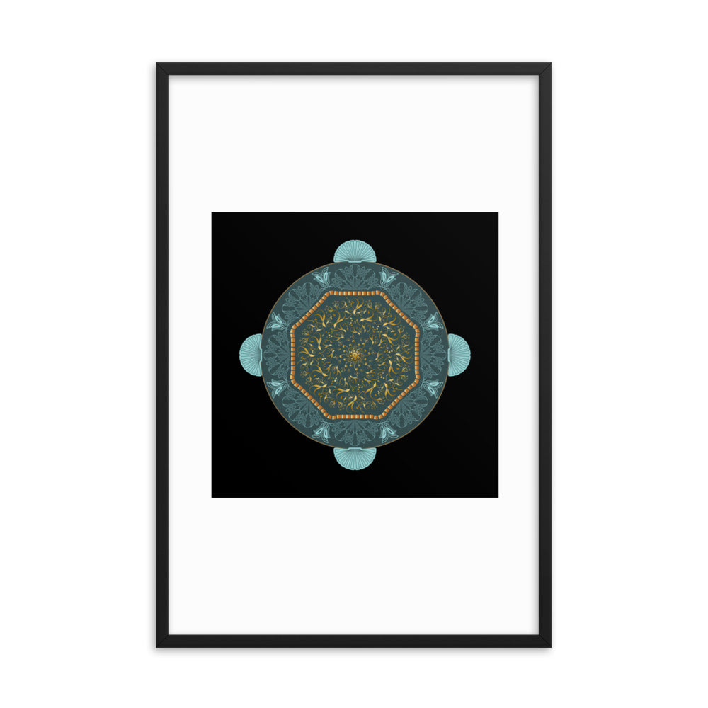 Framed poster Kuklos No 4484 Mandala Gold - Aqua Free Shipping