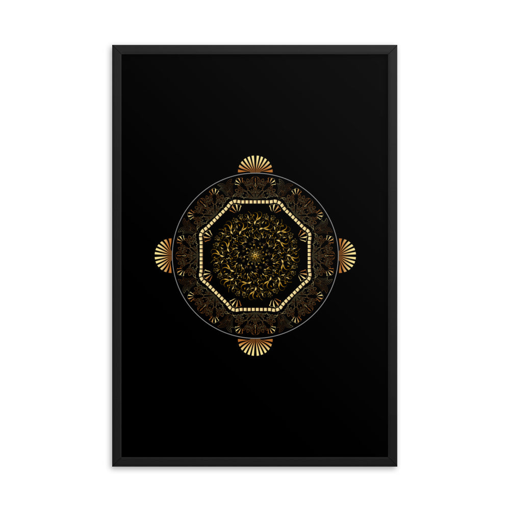 Framed poster Kuklos No 4483 Mandala Gold - Black Free Shipping