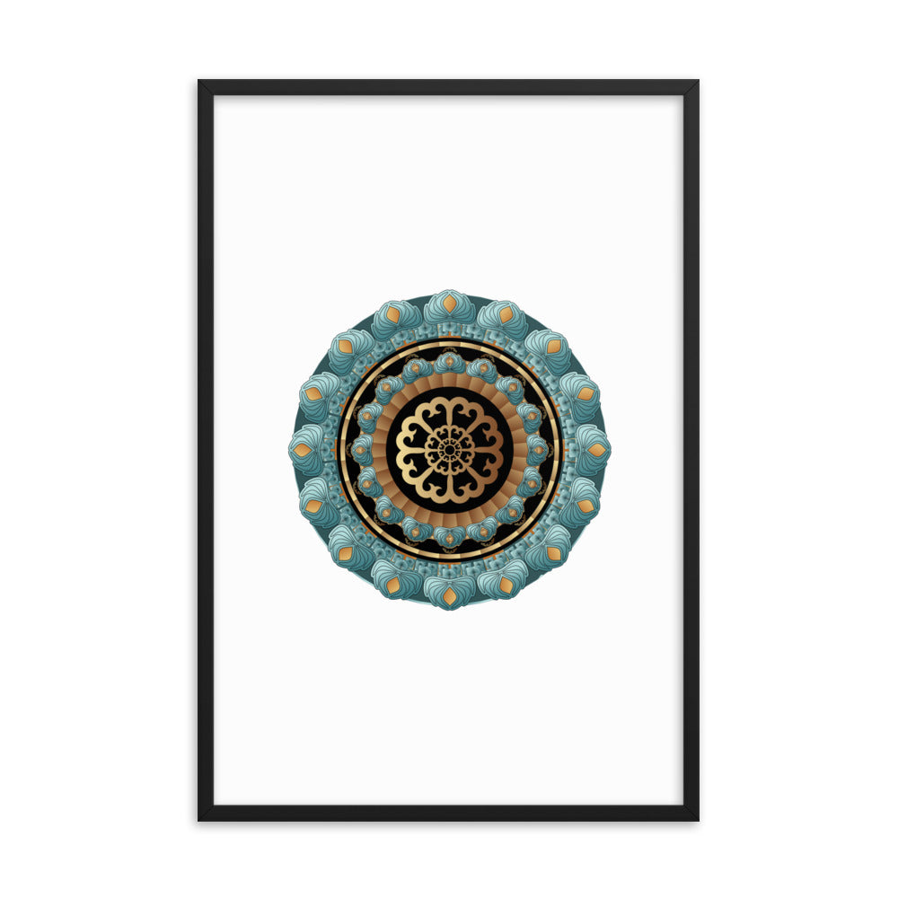 Framed poster Kuklos No 4440 Mandala Aqua - Gold Free Shipping