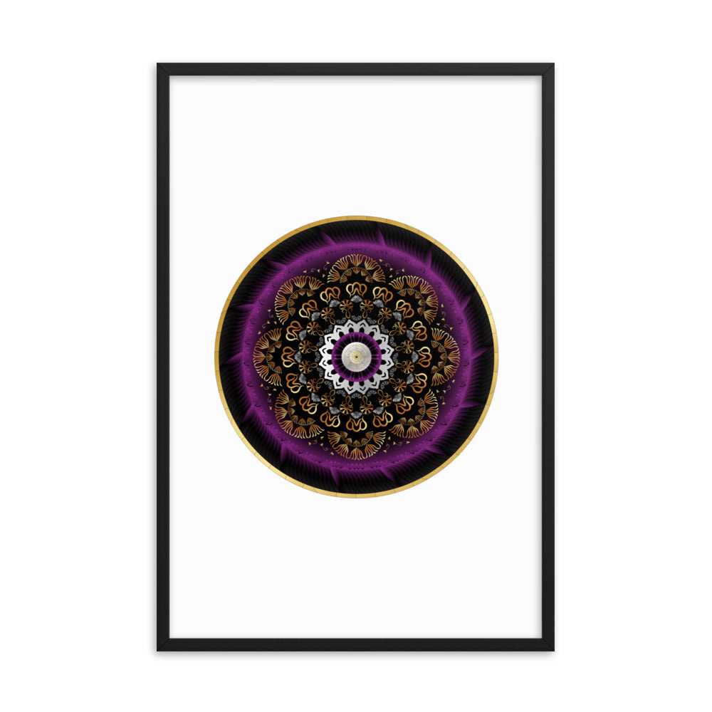 Framed poster Kuklos No 4497 Mandala Silver - Purple - Gold Free Shipping