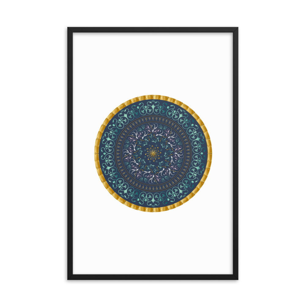 Framed poster Kuklos No 4495 Mandala Aqua - Gold Free Shipping