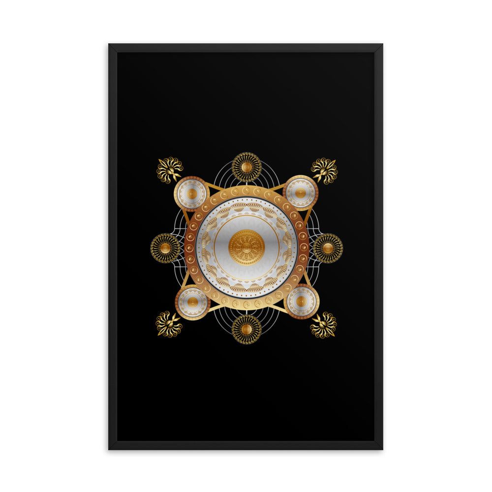 Framed Poster Kuklos No 4029 Mandala Silver - Gold Free Shipping