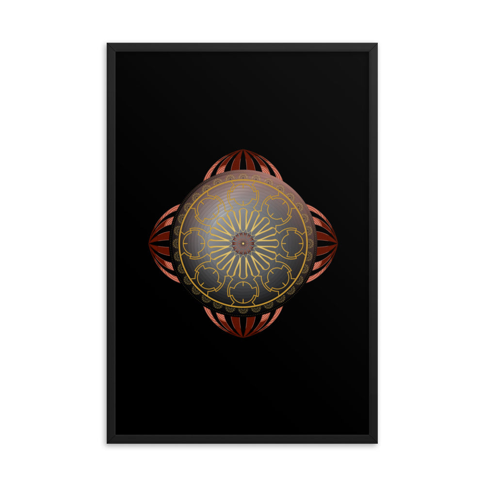 Framed Poster Circulosity No 2936 Mandala Copper - Gold Free Shipping