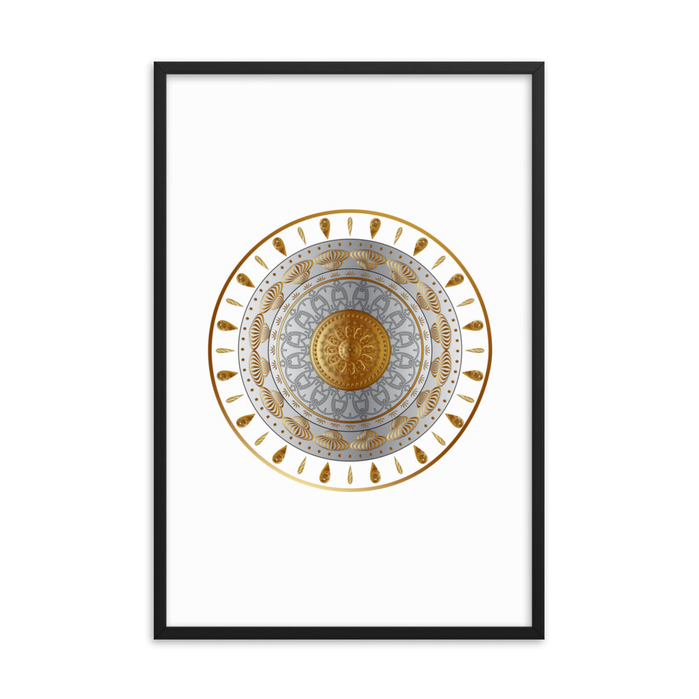 Framed Poster Circumplexical No 3531 Mandala Aqua - Gold Free Shipping