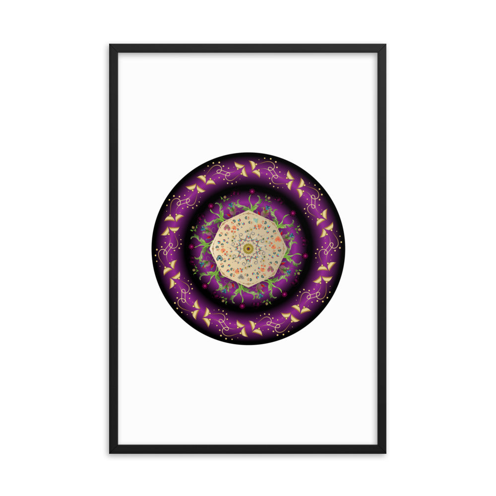 Framed Poster Circumplexical No 3676 Mandala Purple - Gold Free Shipping