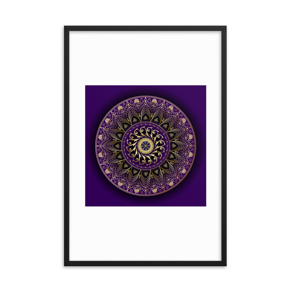 Framed Poster Circumplexical No 4006 Mandala Purple - Gold Free Shipping