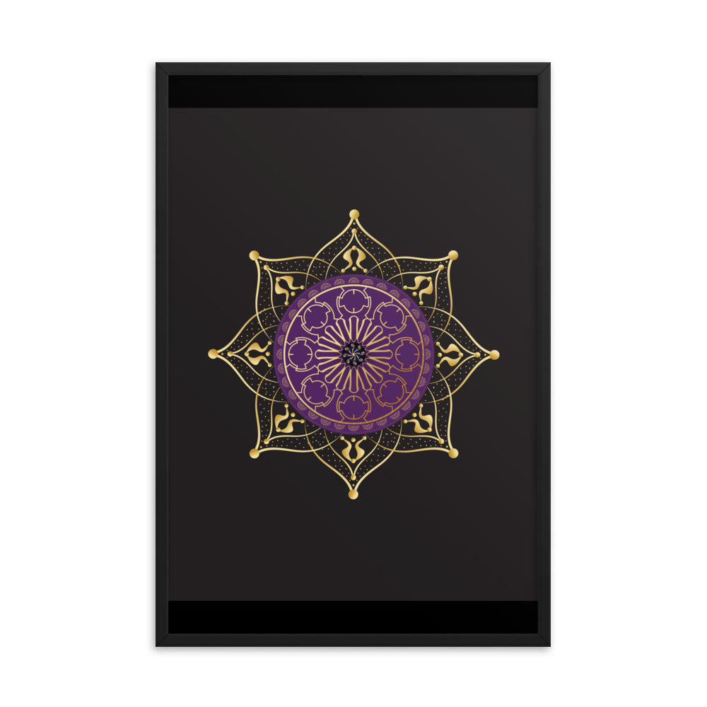 Framed Poster Circumplexical No 4017 Mandala Purple - Gold Free Shipping