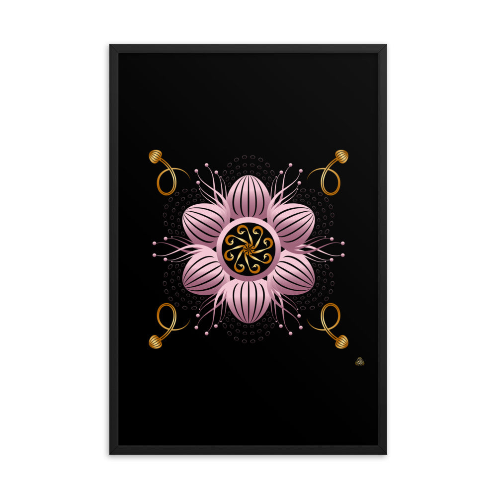 Framed Poster Kuklos No 4404 abstract Mandala Black - Gold - Pink Free Shipping