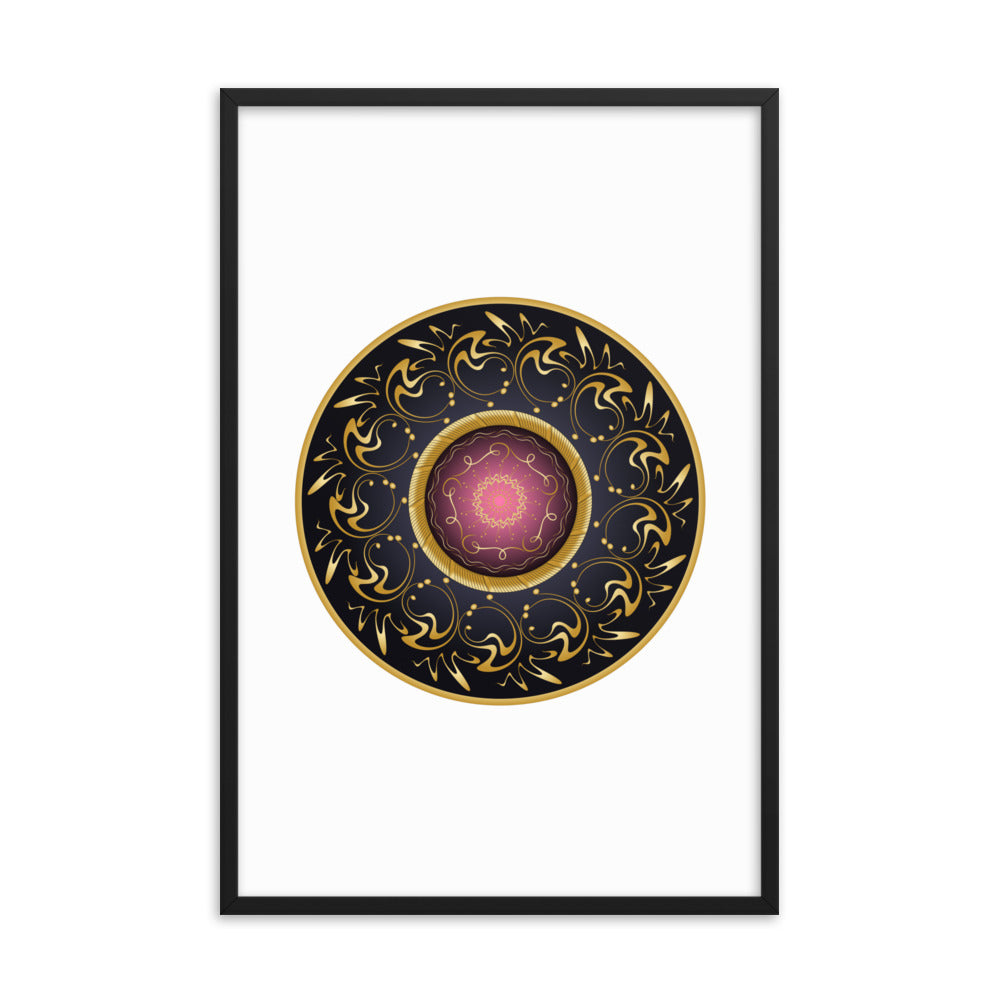 Framed Poster Complexical No 2155 Mandala Black - Red - Gold Free Shipping