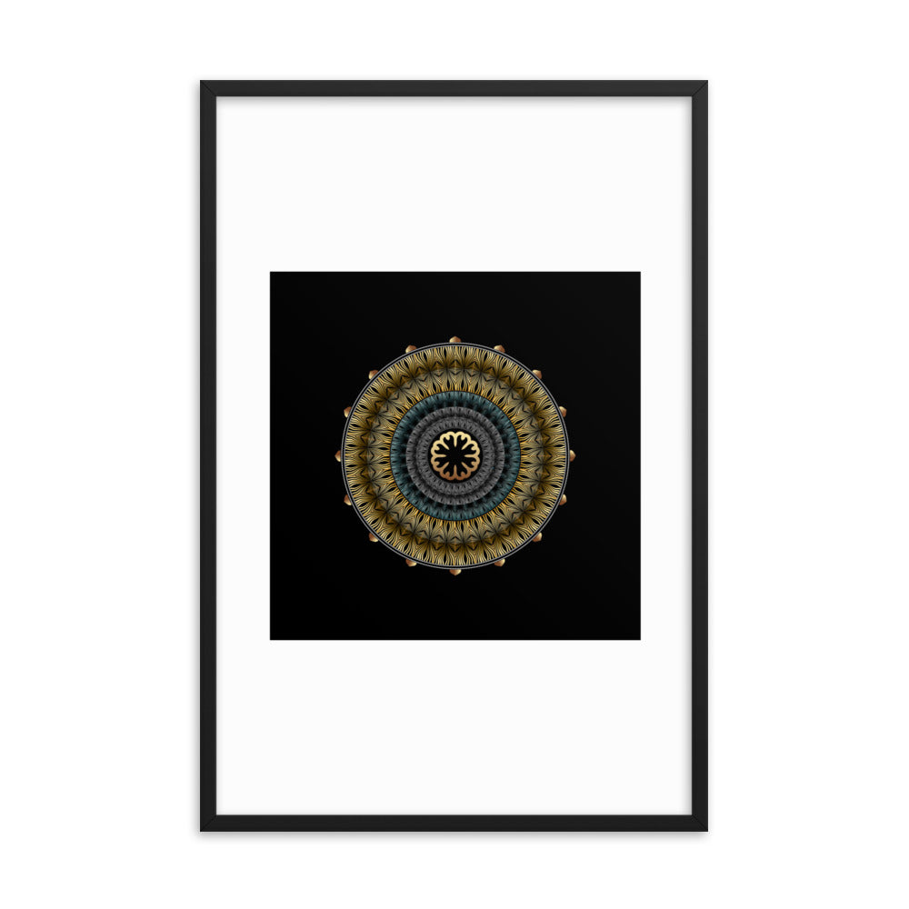 Framed Poster Kuklos No 4439 Mandala Black - Gold Free Shipping