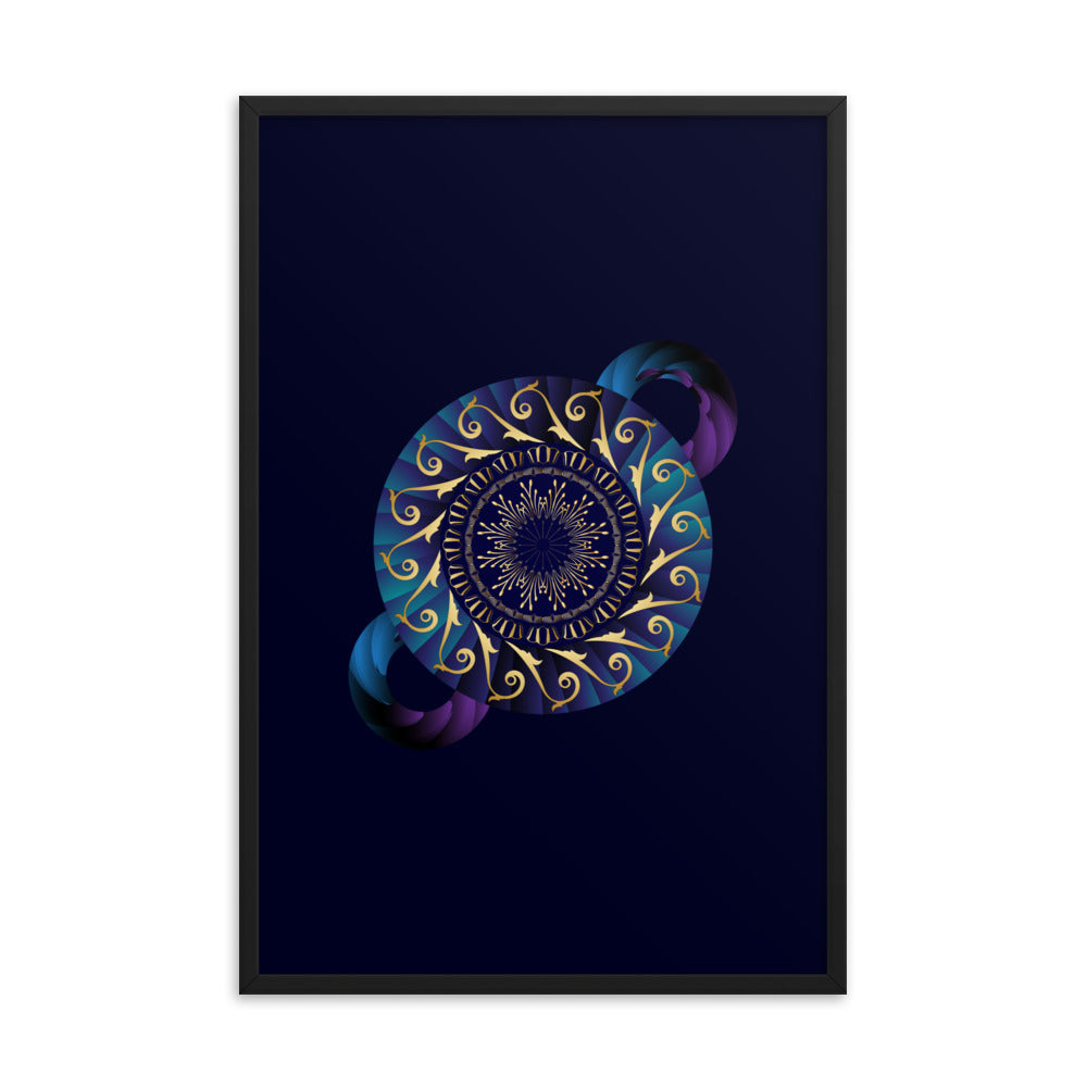 Framed Poster Kuklos No 4313 Mandala Gold - Teal - Purple Free Shipping