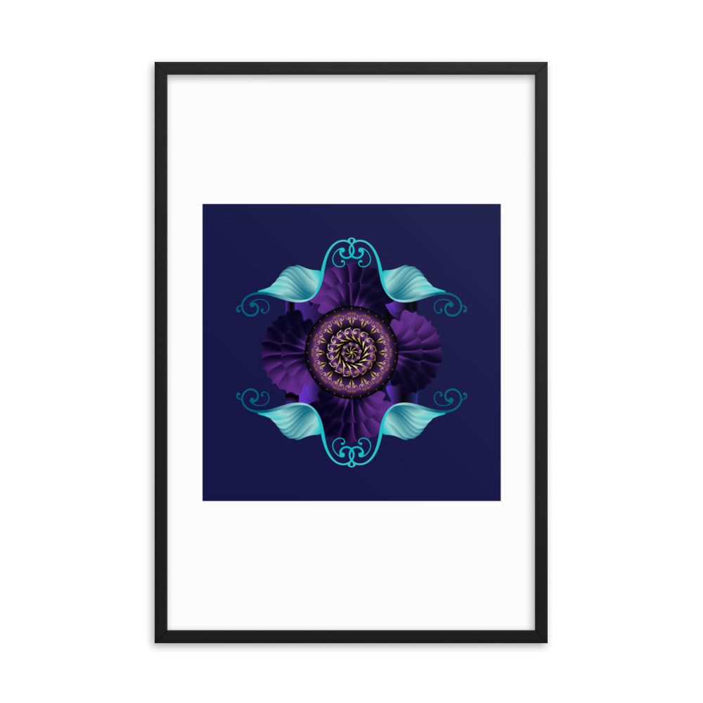 Framed Poster Kuklos No 4364 Mandala Aqua - Purple - Gold Free Shipping