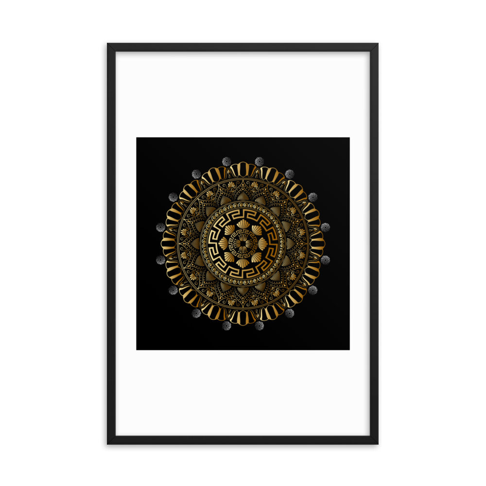 Framed Poster Kuklos No 4354 Mandala Black - Gold Free Shipping