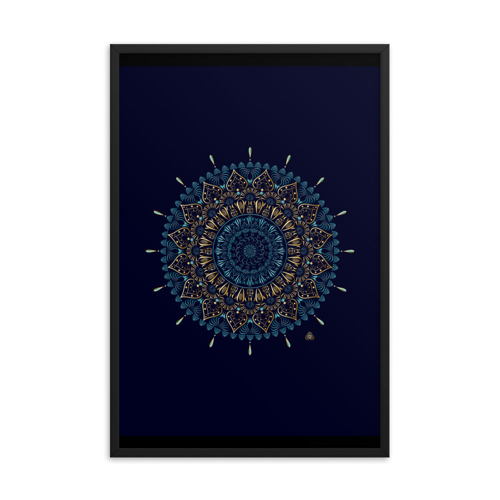 Framed Poster Kuklos No 4331 Mandala Aqua - Gold Free Shipping