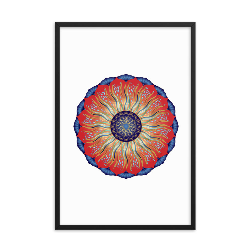 Framed Poster Circularium No 2627 Mandala Navy - Red - Gold Free Shipping