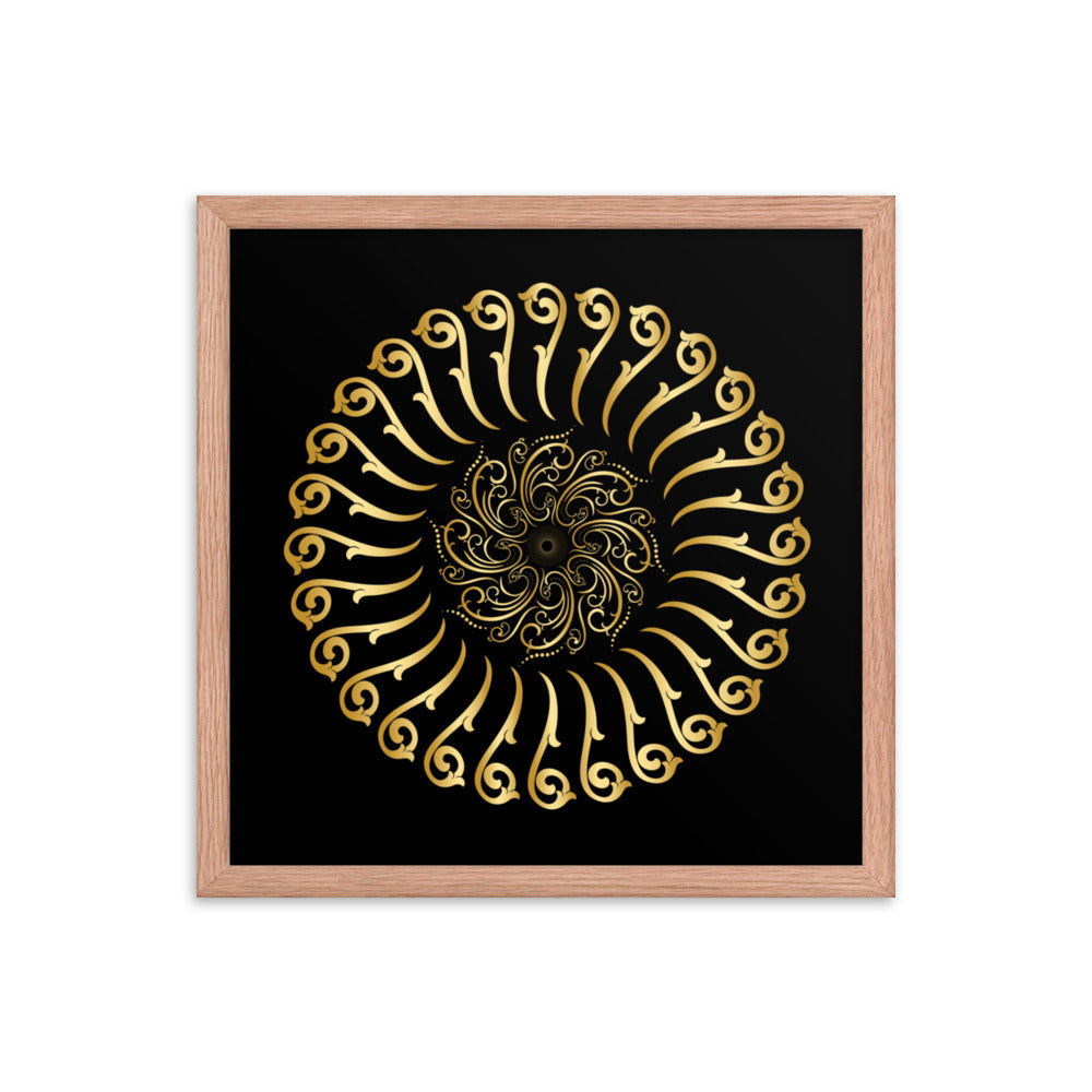 Framed poster Mandala Circularity No 501 Black bkgd Free Shipping